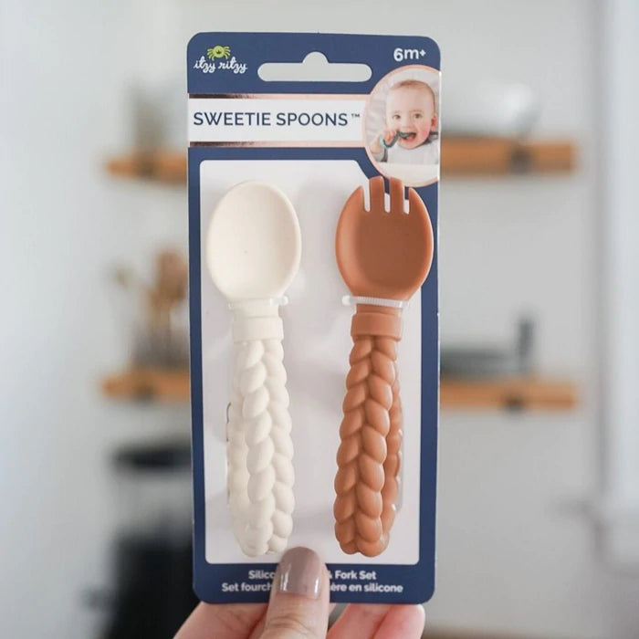 Sweetie Spoons™ - Silicone Baby Fork + Spoon Set