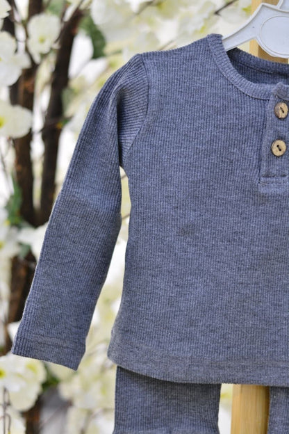 Organic Ribbed Buttoned 2-piece set